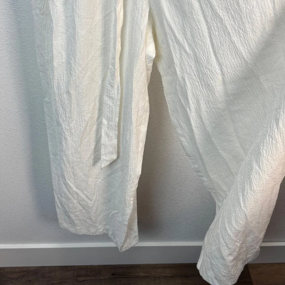 Calvin Klein Womens Sleeveless Crinkle Crepe Jumpsuit Size 14 Tie‎ Waist Onesie
